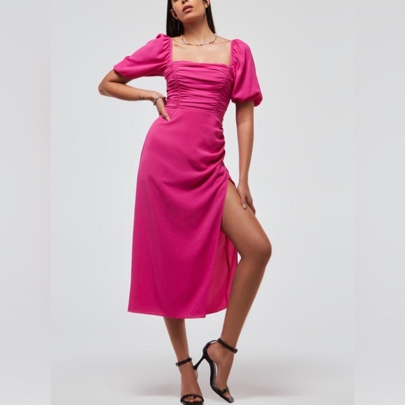 French Connection Dresses & Skirts - French Connection Pink Afina Inu Satin Midi Dress